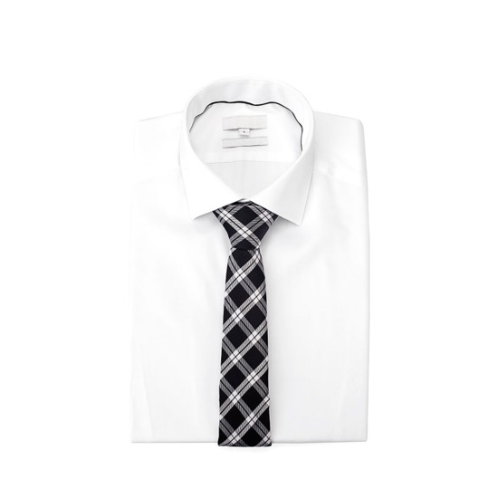 Pure Silk Tie in Black & White Plaid from Aspinal of London