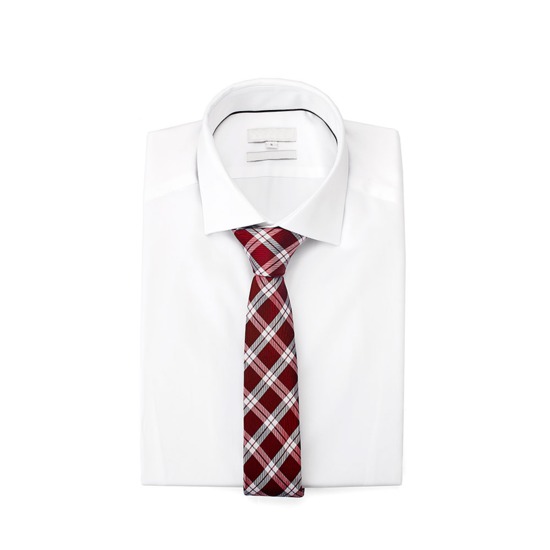 Pure Silk Tie in Burgundy & White Plaid from Aspinal of London
