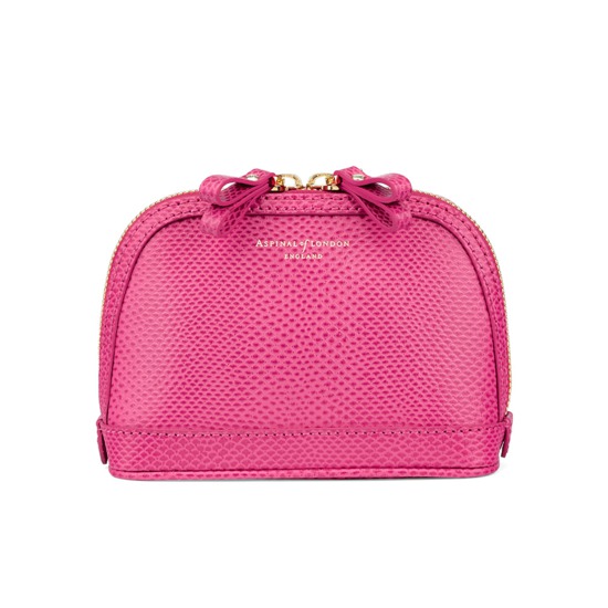 Small Hepburn Cosmetic Case in Raspberry Lizard from Aspinal of London