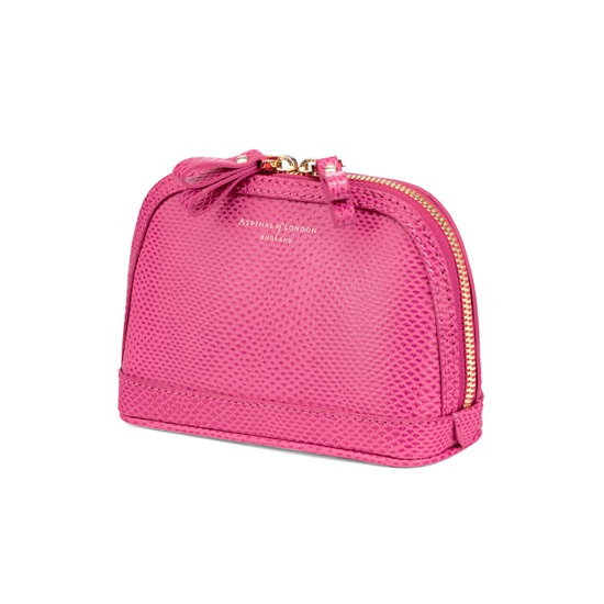 Small Hepburn Cosmetic Case in Raspberry Lizard from Aspinal of London