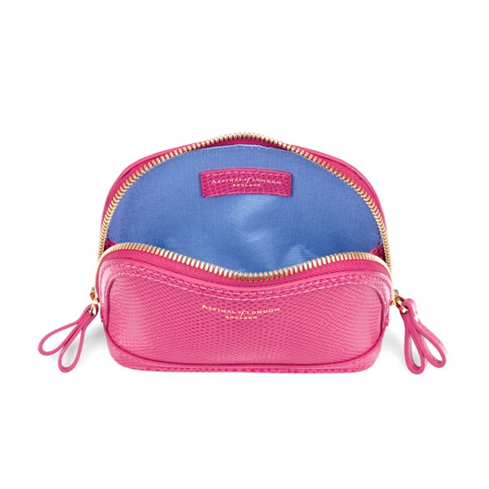 Small Hepburn Cosmetic Case in Raspberry Lizard from Aspinal of London