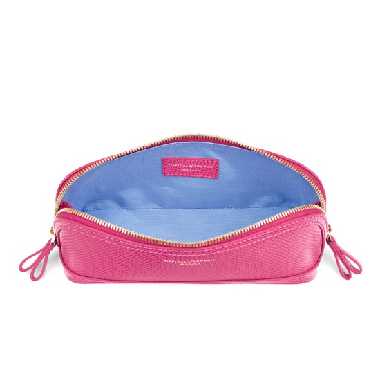 Medium Hepburn Cosmetic Case in Raspberry Lizard from Aspinal of London