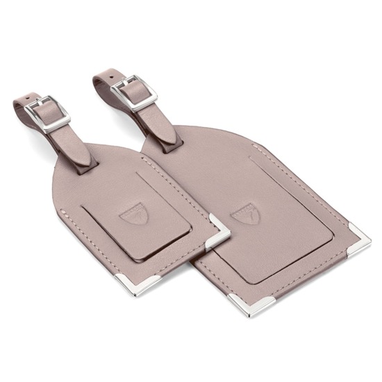Set of 2 Luggage Tags in Smooth Taupe from Aspinal of London