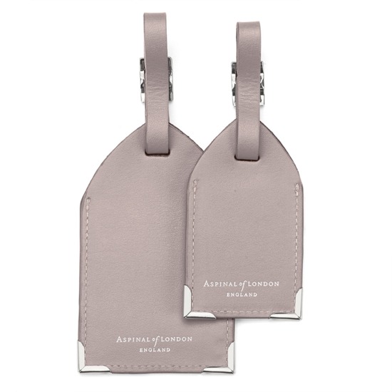 Set of 2 Luggage Tags in Smooth Taupe from Aspinal of London
