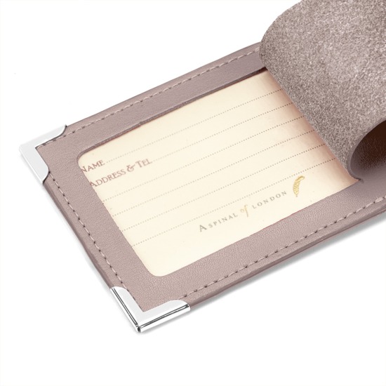 Set of 2 Luggage Tags in Smooth Taupe from Aspinal of London