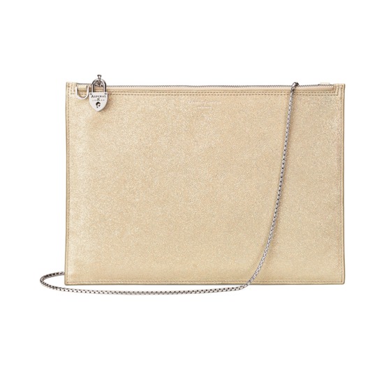 Soho Double Sided Clutch in Gold Dust Sparkle from Aspinal of London