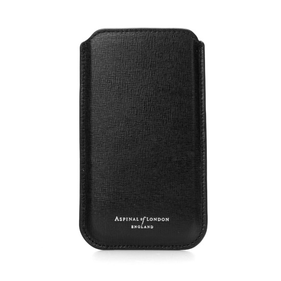 Samsung Galaxy S6 Leather Sleeve in Black Saffiano from Aspinal of London