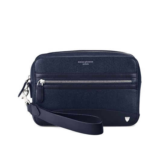 Anderson Man Clutch in Navy Saffiano from Aspinal of London