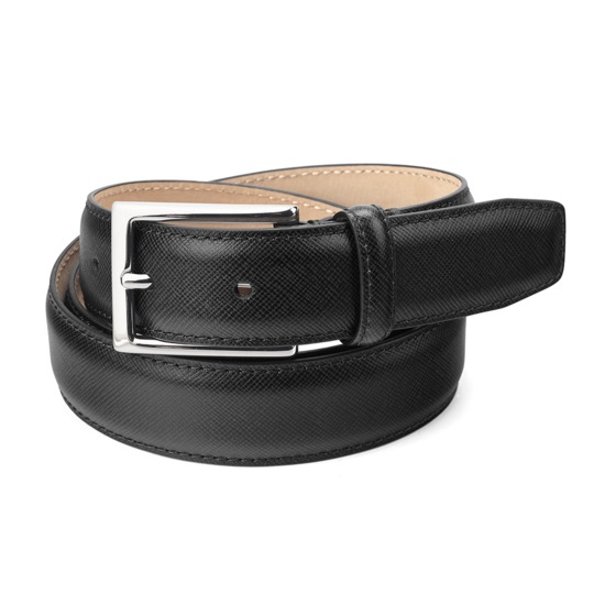 Men's Borough Belt in Black Saffiano from Aspinal of London