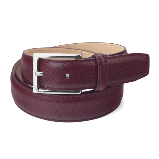Men's Borough Belt in Bordeaux Saffiano from Aspinal of London