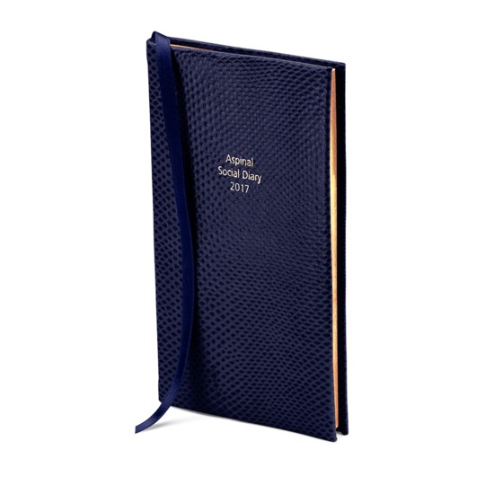 The Aspinal Social Diary in Midnight Blue Lizard from Aspinal of London
