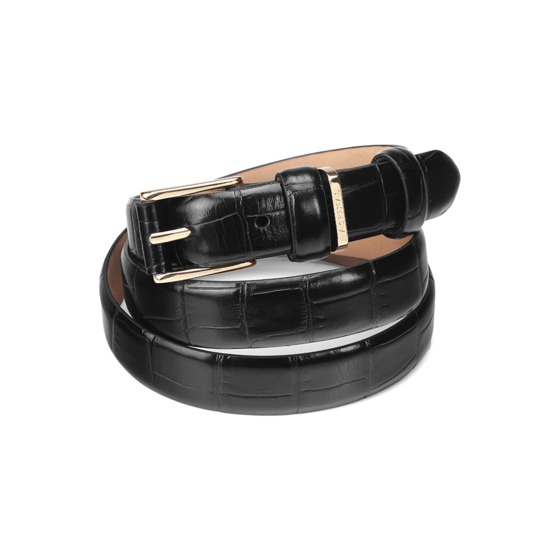 Ladies Westbourne Belt in Deep Shine Black Croc from Aspinal of London