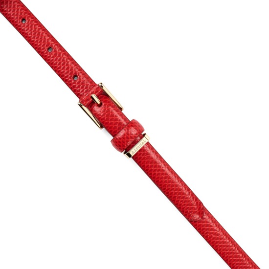 Ladies Skinny Westbourne Belt in Berry Lizard from Aspinal of London