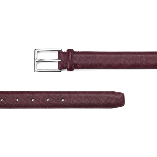 Men's Borough Belt in Bordeaux Saffiano from Aspinal of London