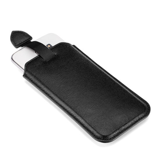Samsung Galaxy S6 Leather Sleeve in Black Saffiano from Aspinal of London