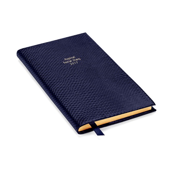 The Aspinal Social Diary in Midnight Blue Lizard from Aspinal of London