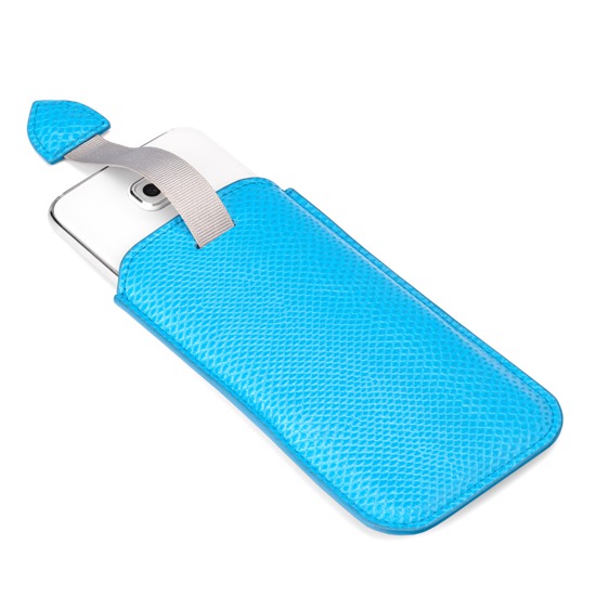 Samsung Galaxy S6 Leather Sleeve in Aquamarine Lizard from Aspinal of London