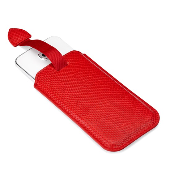 Samsung Galaxy S6 Leather Sleeve in Berry Lizard from Aspinal of London
