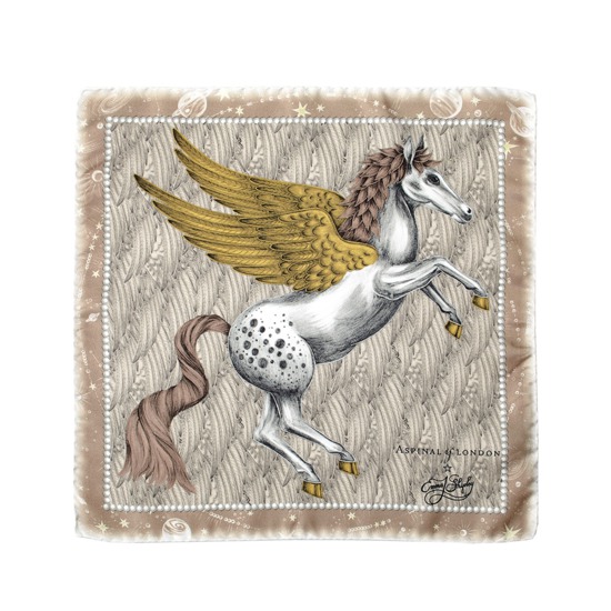 Pegasus Silk Twill Pocket Square in Gold from Aspinal of London