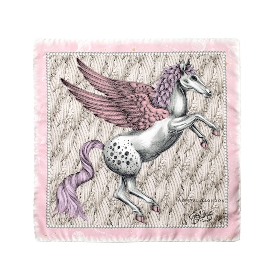 Pegasus Silk Twill Pocket Square in Rose from Aspinal of London