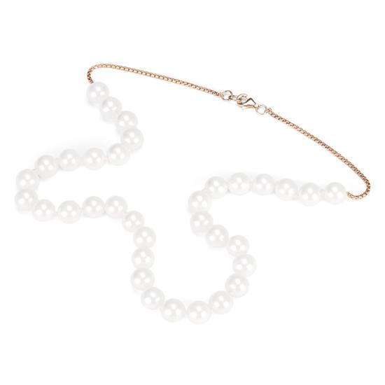 White Sea Shell Pearl Necklace (with 9ct Gold Plated Chain) from Aspinal of London