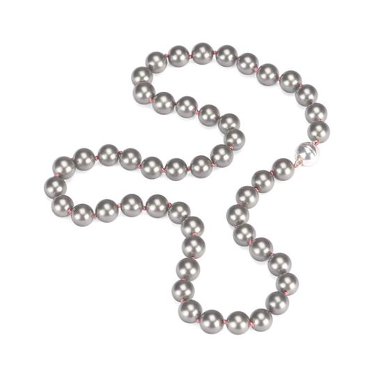 Grey Sea Shell Pearl Necklace (with Pink Silk Thread) from Aspinal of London