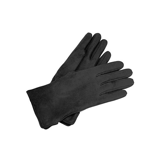 Ladies Sheepskin Lined Suede Gloves in Black Suede from Aspinal of London