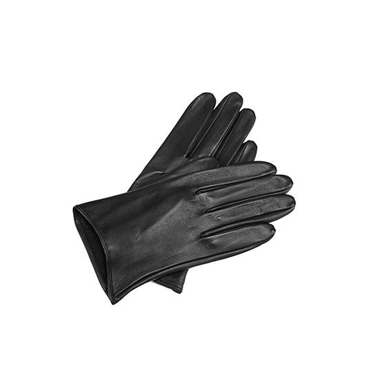 Ladies Short Unlined Leather Gloves in Black Nappa from Aspinal of London