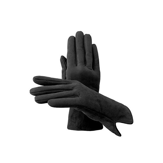 Ladies Sheepskin Lined Suede Gloves in Black Suede from Aspinal of London
