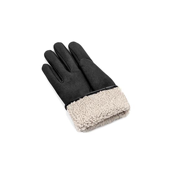 Ladies Sheepskin Lined Suede Gloves in Black Suede from Aspinal of London