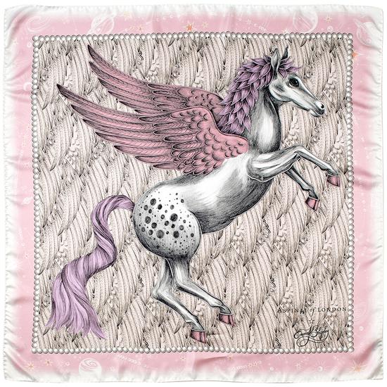 Pegasus Feather Silk Twill Scarf in Rose from Aspinal of London