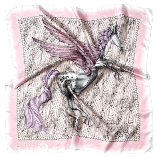 Pegasus Feather Silk Twill Scarf in Rose from Aspinal of London