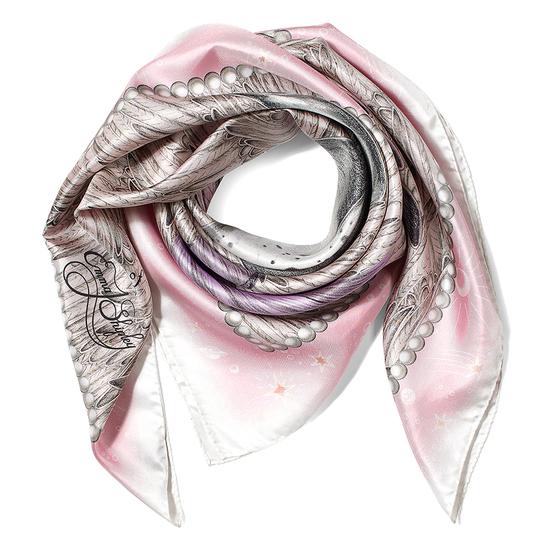 Pegasus Feather Silk Twill Scarf in Rose from Aspinal of London