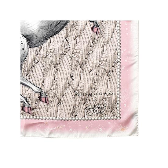 Pegasus Feather Silk Twill Scarf in Rose from Aspinal of London