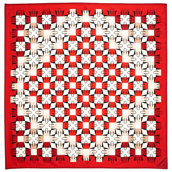 Marylebone Geometric Silk Scarf in Berry from Aspinal of London