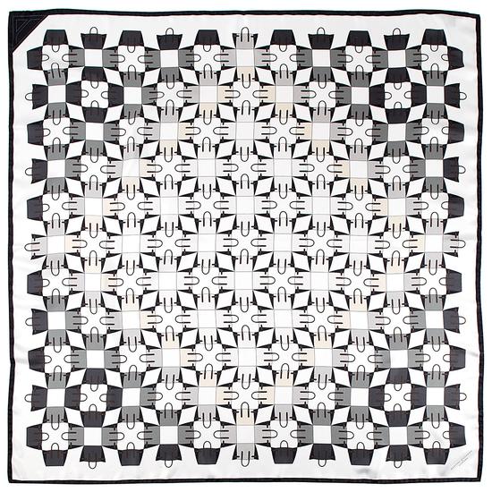 Marylebone Geometric Silk Scarf in Monochrome from Aspinal of London