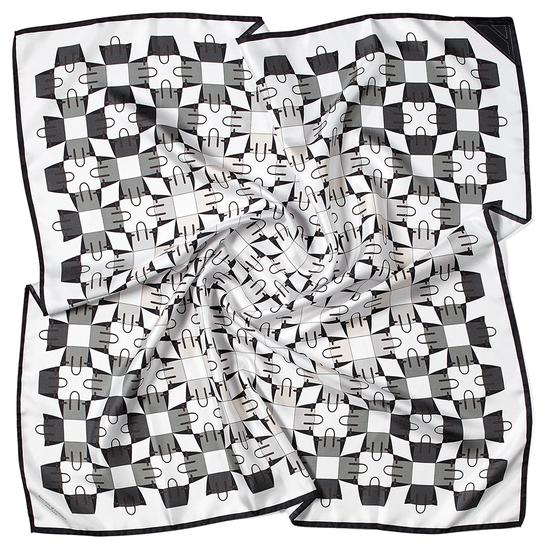 Marylebone Geometric Silk Scarf in Monochrome from Aspinal of London