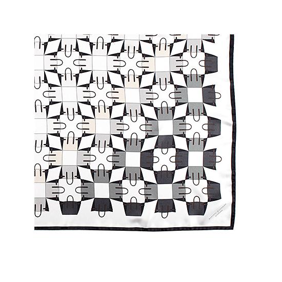 Marylebone Geometric Silk Scarf in Monochrome from Aspinal of London