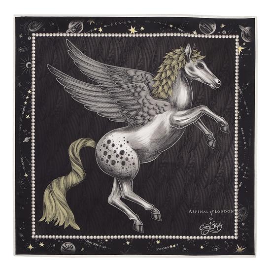 Pegasus Feather Silk Twill Scarf in Monochrome (27.5