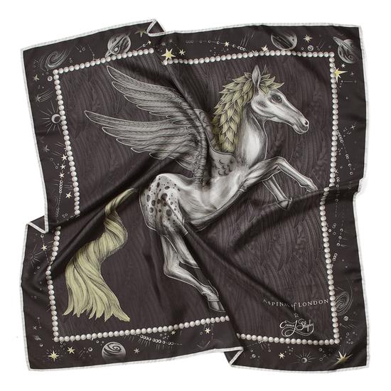 Pegasus Feather Silk Twill Scarf in Monochrome (27.5