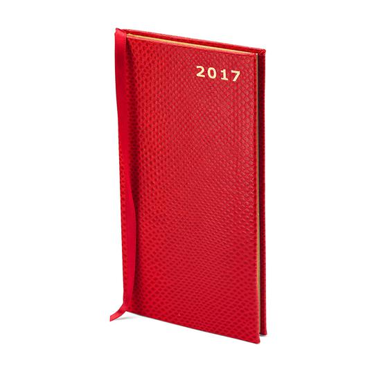 Slim Pocket Week to View Leather Diary in Berry Lizard from Aspinal of London