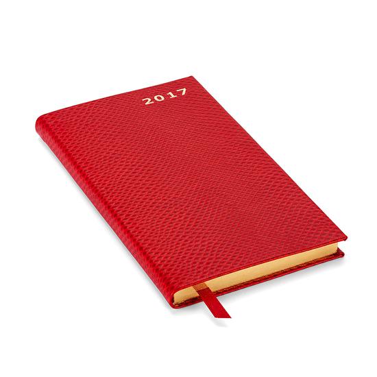 Slim Pocket Week to View Leather Diary in Berry Lizard from Aspinal of London