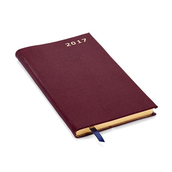 Slim Pocket Week to View Leather Diary in Burgundy Saffiano from Aspinal of London