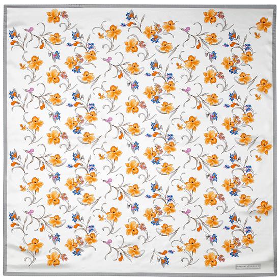 Mini Flowers Silk Scarf in Grey from Aspinal of London