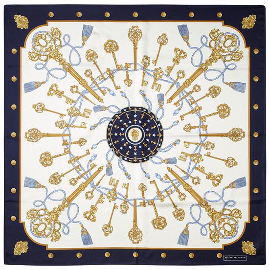 Tassles Silk Scarf in Midnight Blue from Aspinal of London