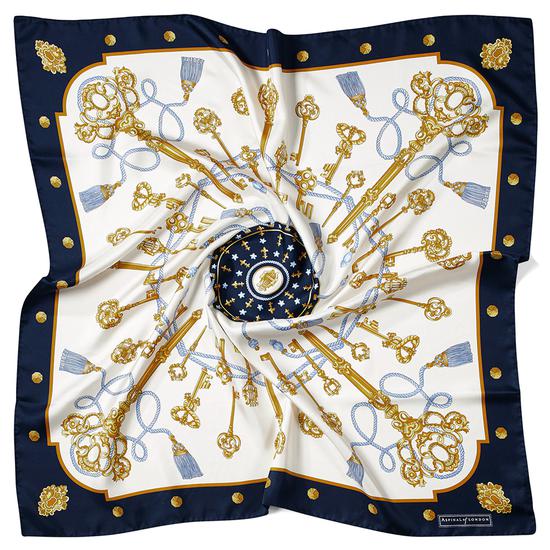 Tassles Silk Scarf in Midnight Blue from Aspinal of London