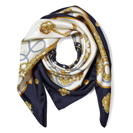 Tassles Silk Scarf in Midnight Blue from Aspinal of London