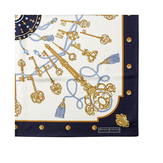 Tassles Silk Scarf in Midnight Blue from Aspinal of London