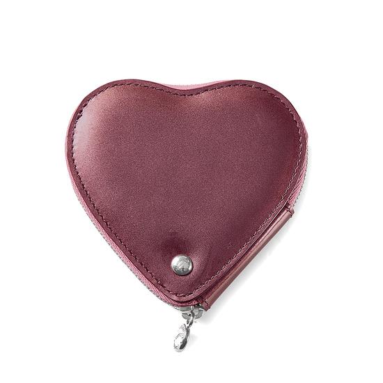 Heart Coin Purse in Dragonfly Patent & Baby Pink Suede from Aspinal of London