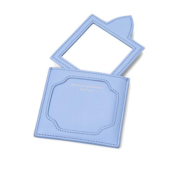 Marylebone Compact Mirror in Smooth Misty Blue from Aspinal of London